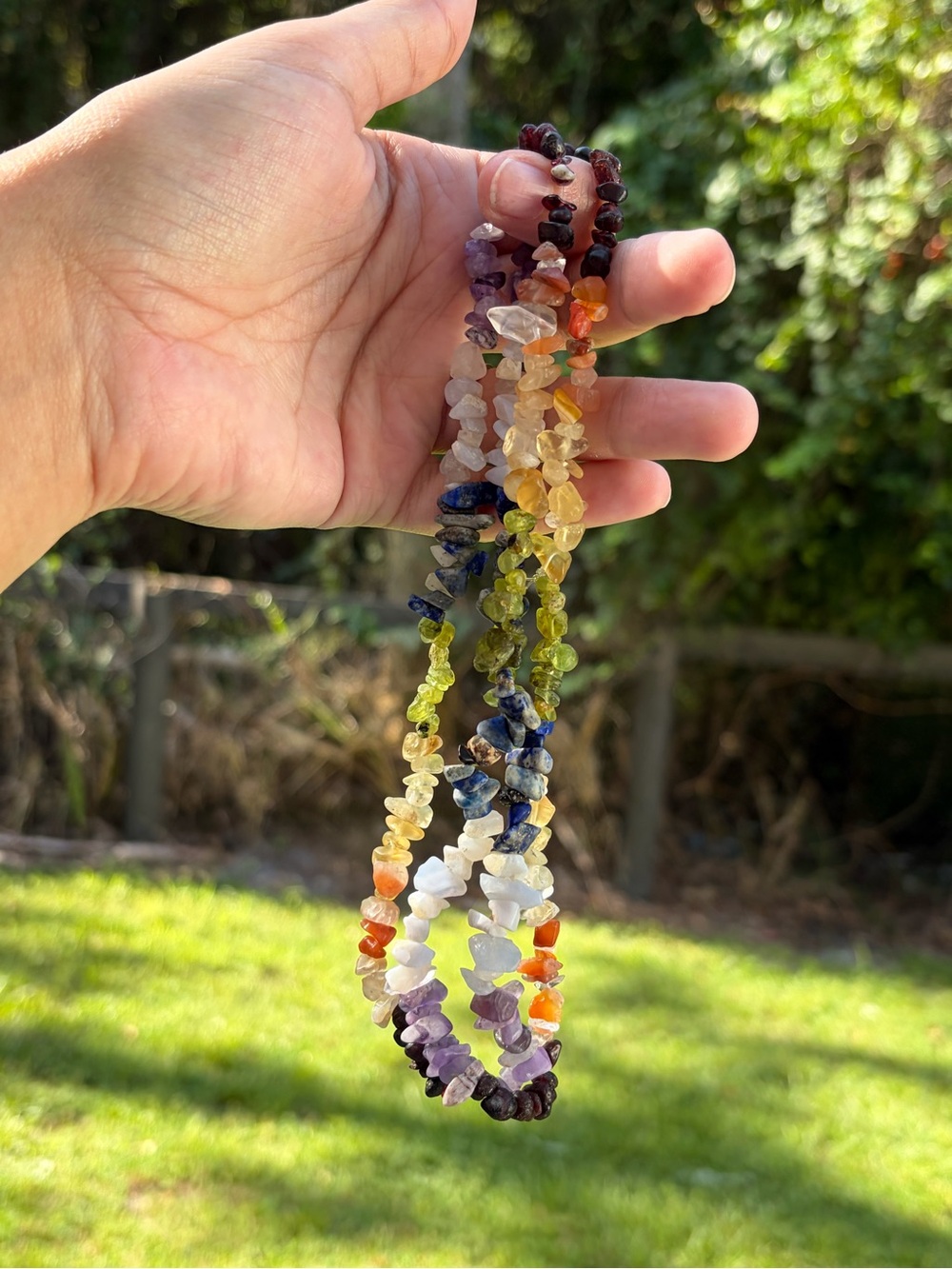 Multi-Color Chakra Gemstone Chip Necklace
